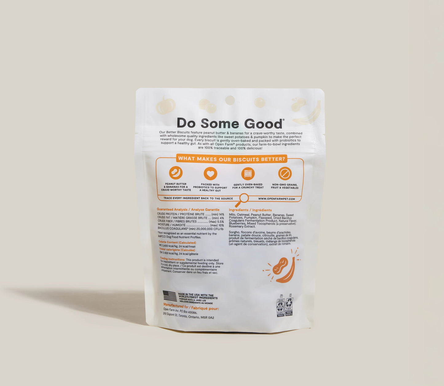 Open Farm Peanut Butter & Banana Better Biscuits For Dogs
