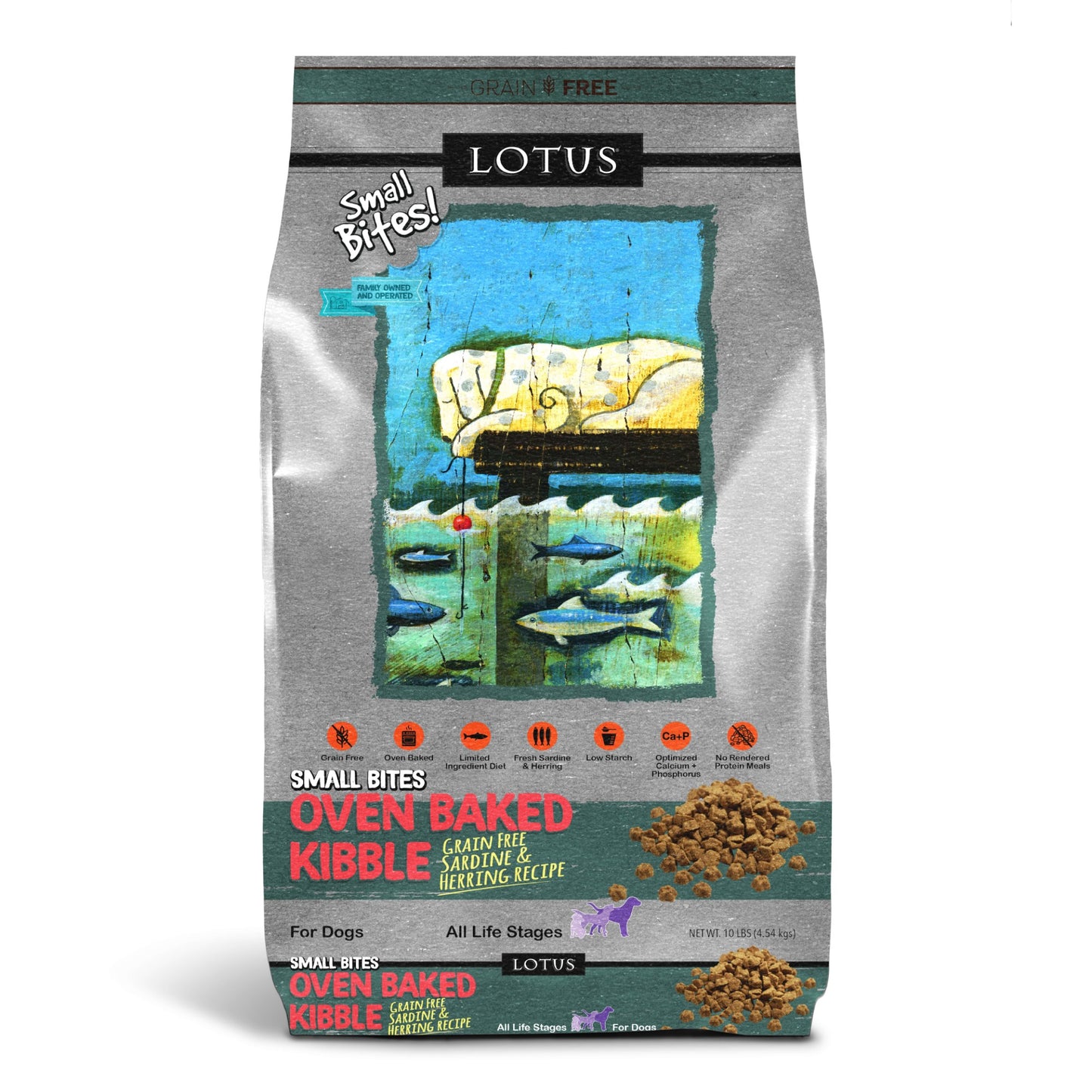 Lotus Small Bites Oven Baked Grain Free Sardine & Herring Recipe Dog Kibble