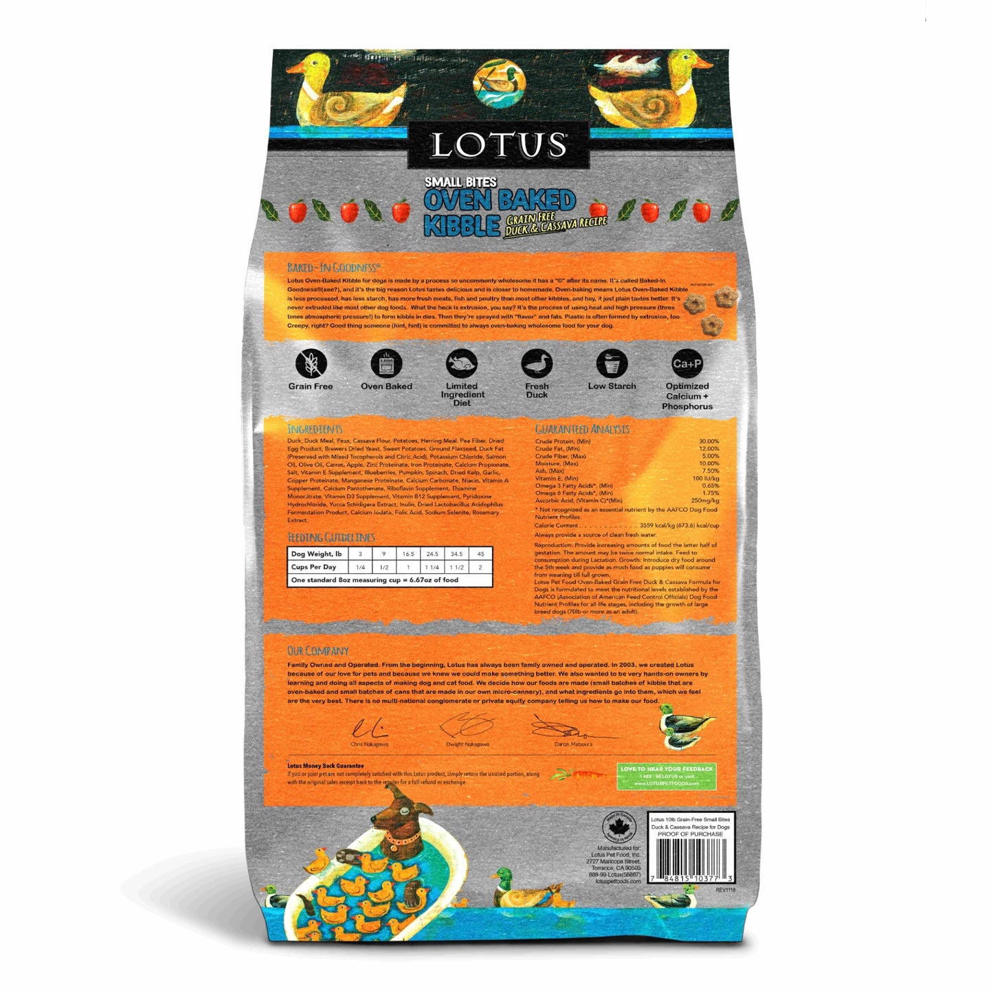 Lotus Small Bites Oven Baked Grain Free Duck Recipe Dog Kibble