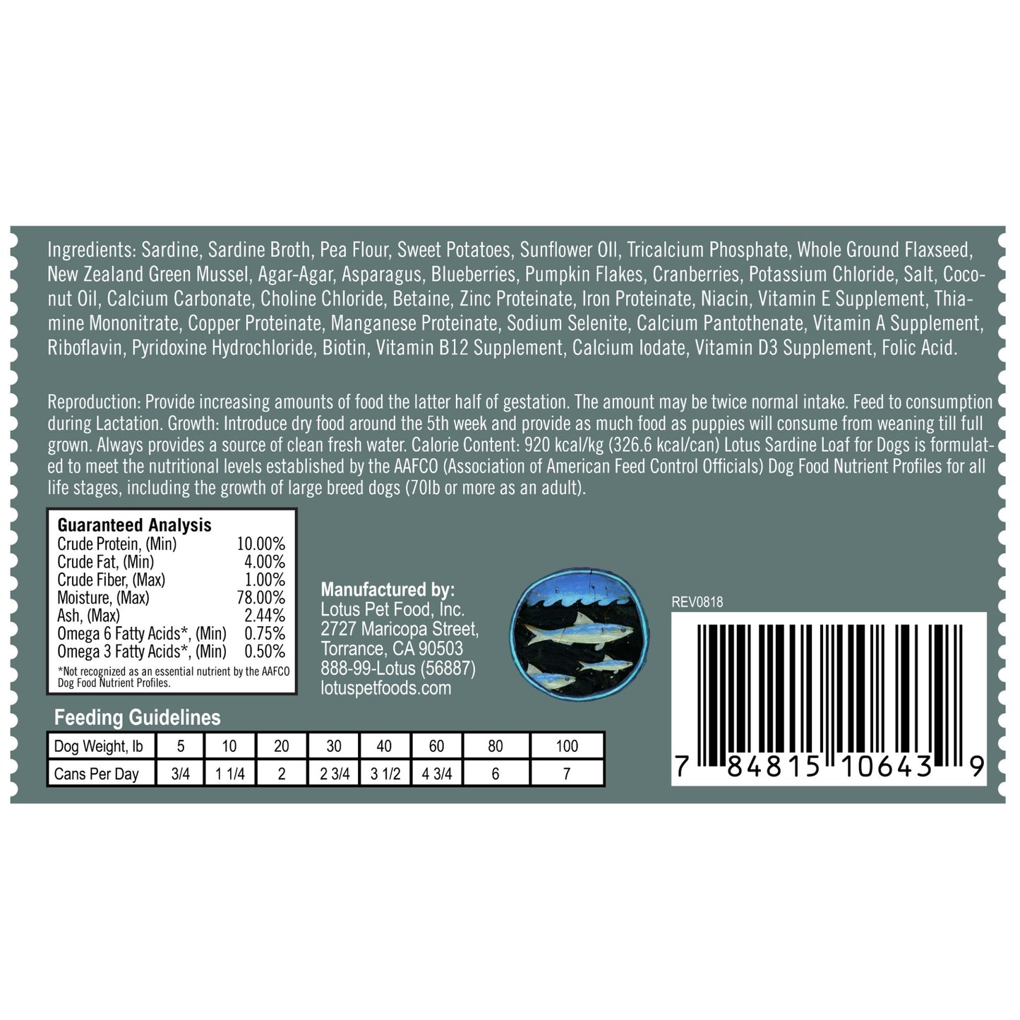 Lotus Dog Grain-Free Sardine Loaf Dog Food