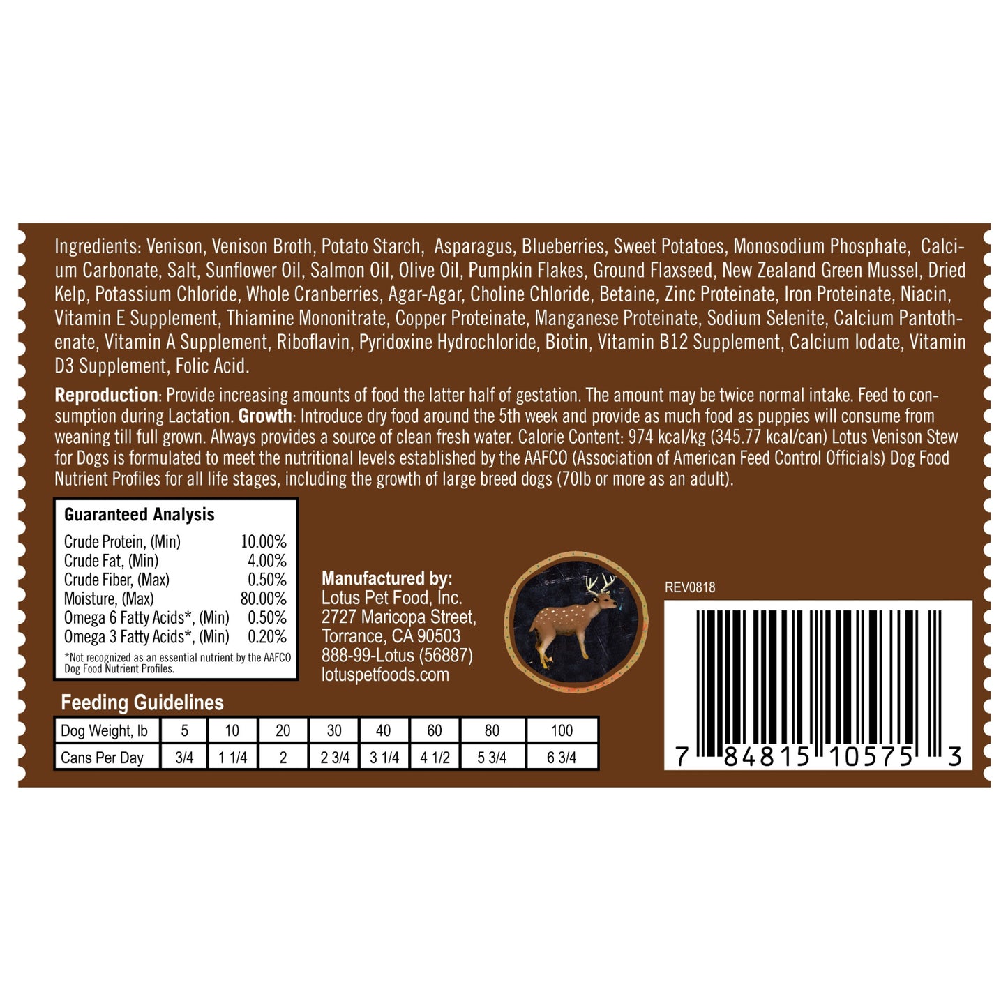 Lotus Dog Grain-Free Venison Stew Dog Food