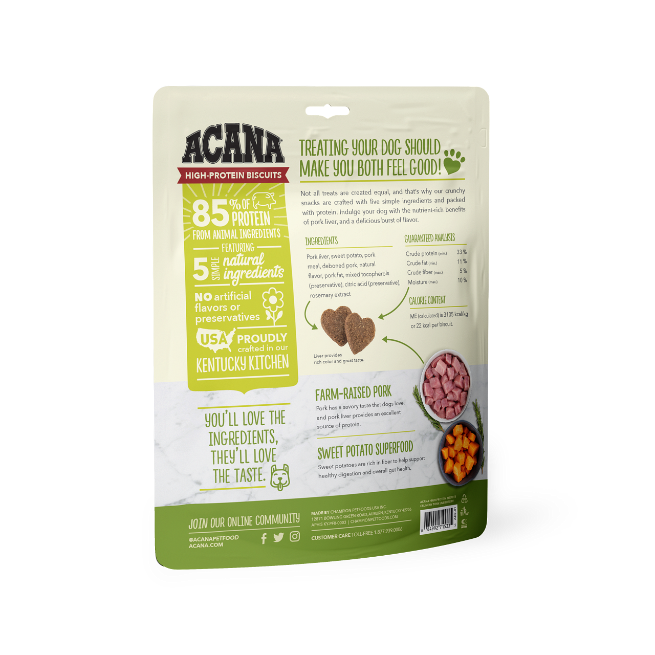 ACANA High Protein Crunchy Pork Liver Recipe Biscuits for Dogs - 9 oz. bag