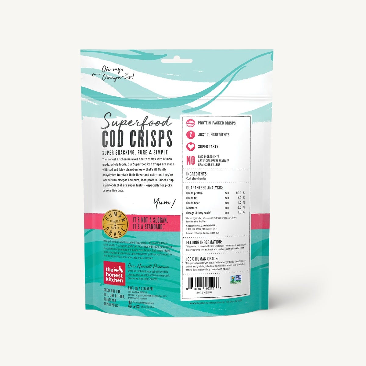 The Honest Kitchen Superfood Cod Crisps - Cod & Strawberry Dog Food