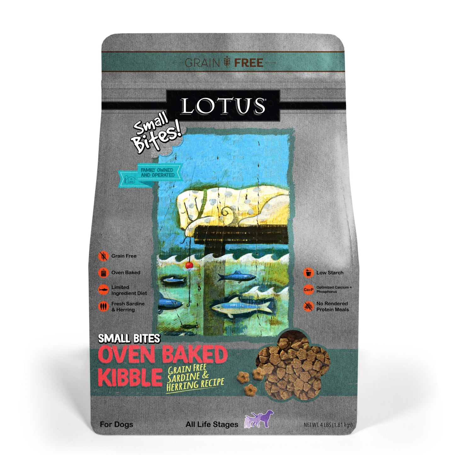 Lotus Small Bites Oven Baked Grain Free Sardine & Herring Recipe Dog Kibble