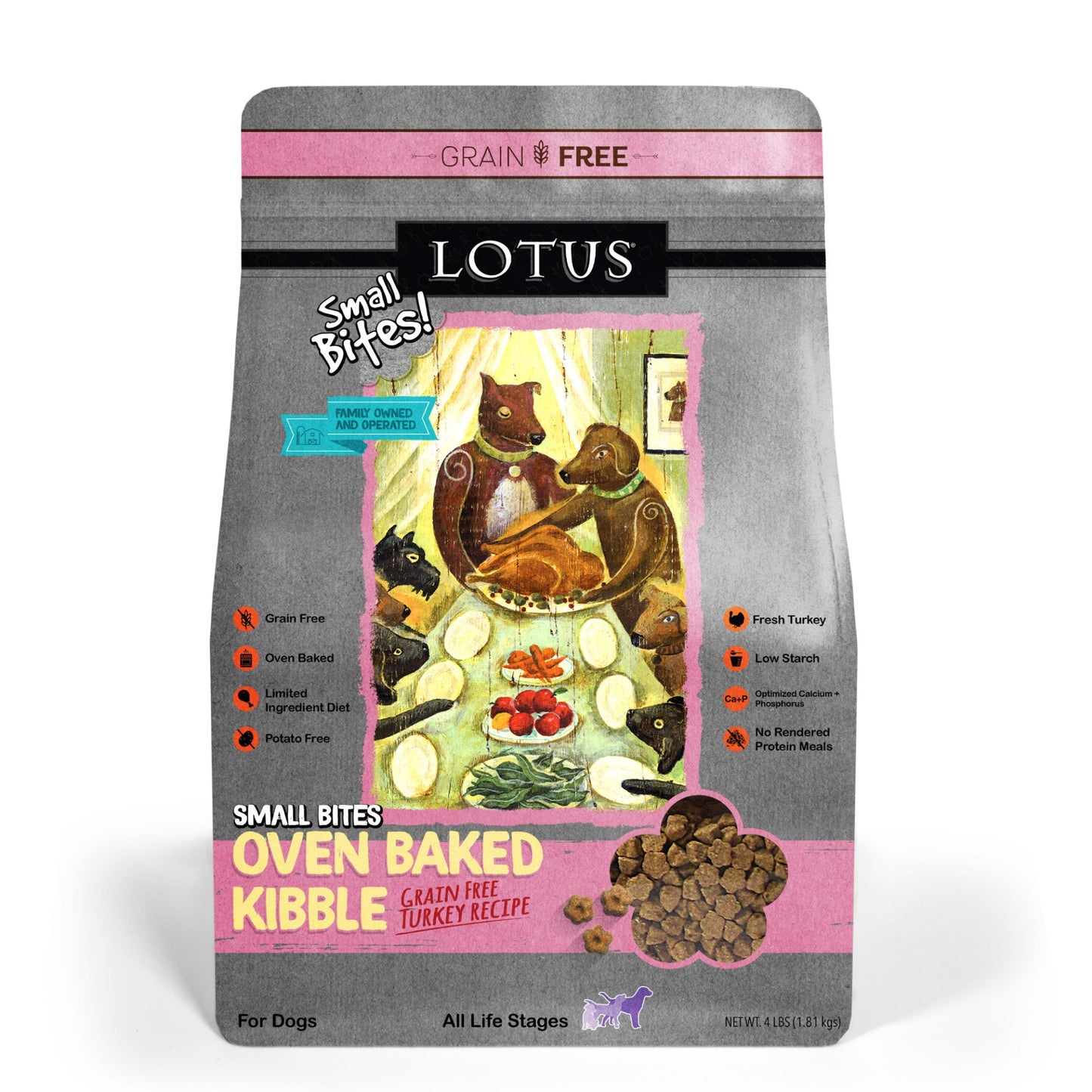 Lotus Small Bites Grain Free Turkey Recipe Dog Kibble