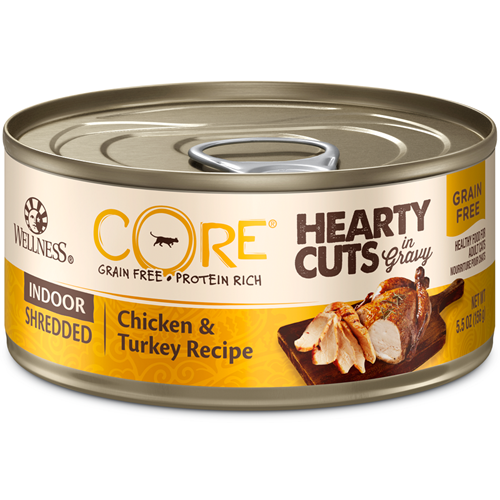 Wellness CORE Canned Hearty Cuts in Gravy Indoor Shredded Chicken & Turkey Formula Cat Food