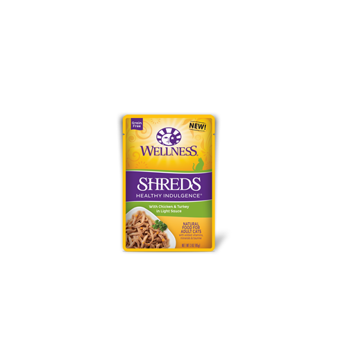 Wellness Healthy Indulgence Shreds With Chicken & Turkey in Light Sauce Pouch Cat Food