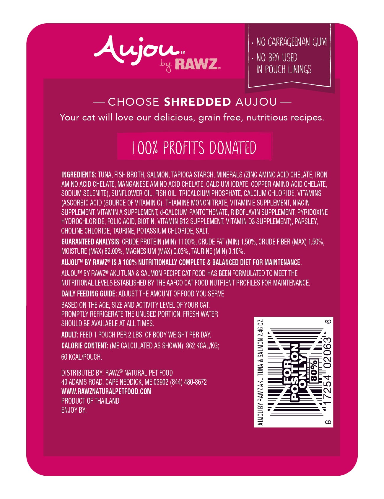 RAWZ Aujou Aku Tuna & Salmon Wet Cat Food