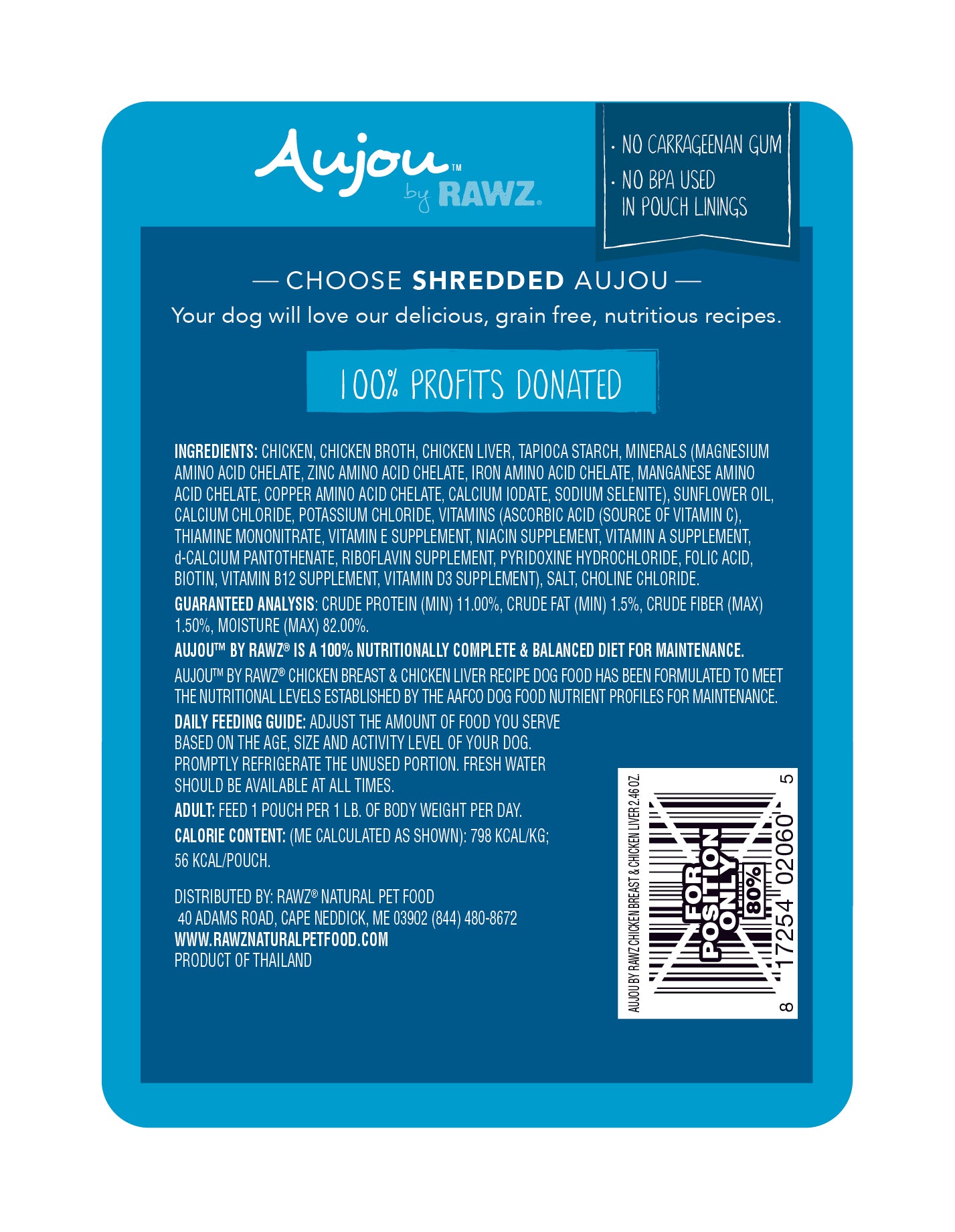 RAWZ Aujou Chicken Breast & Chicken Liver Wet Dog Food