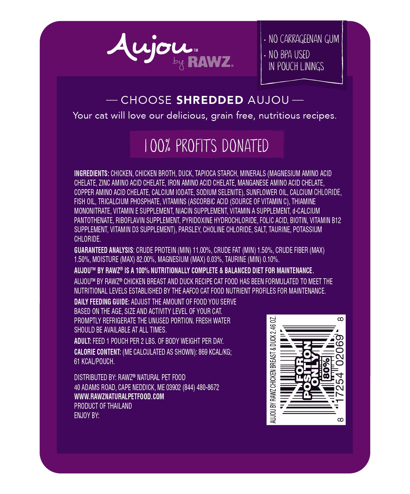 RAWZ Aujou Chicken Breast & Duck Wet Cat Food