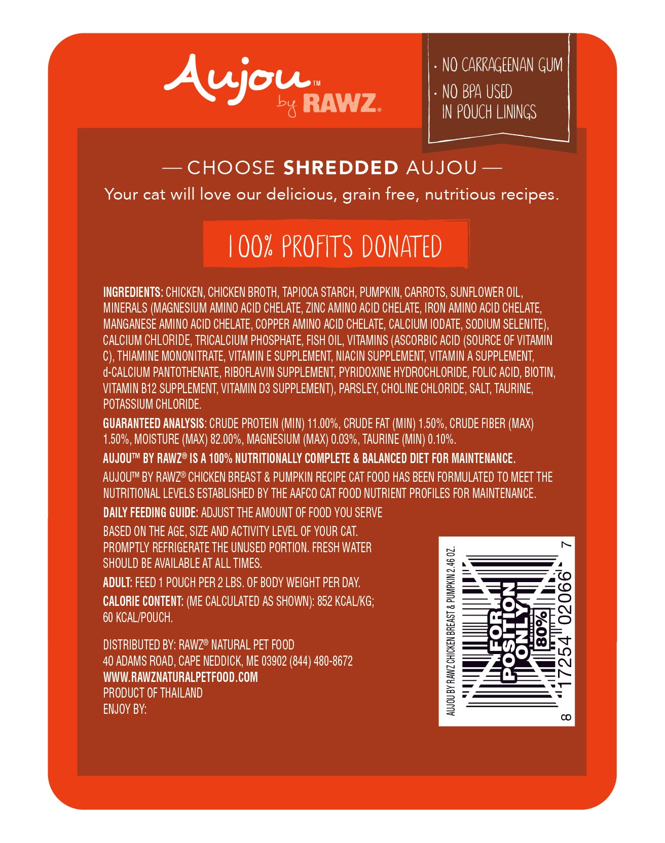 RAWZ Aujou Chicken Breast & Pumpkin Wet Cat Food