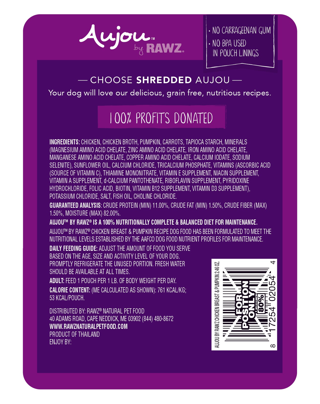 RAWZ Aujou Chicken Breast & Pumpkin Dog Food