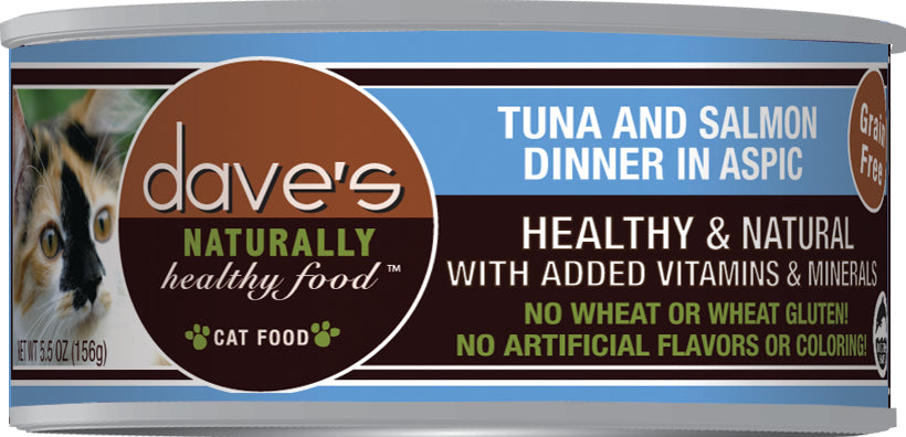 Dave’s Naturally Healthy Grain Free Cat Food Tuna & Salmon Dinner in Aspic