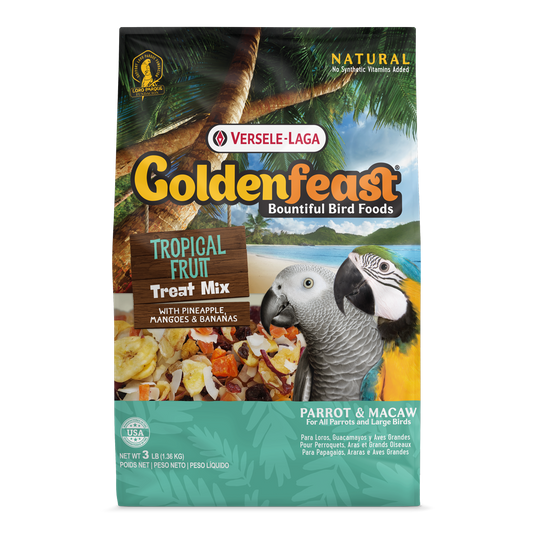 Goldenfeast Tropical Fruit Treat Mix Bird Food for Parrots, Macaws, Cockatoos, and Large Birds