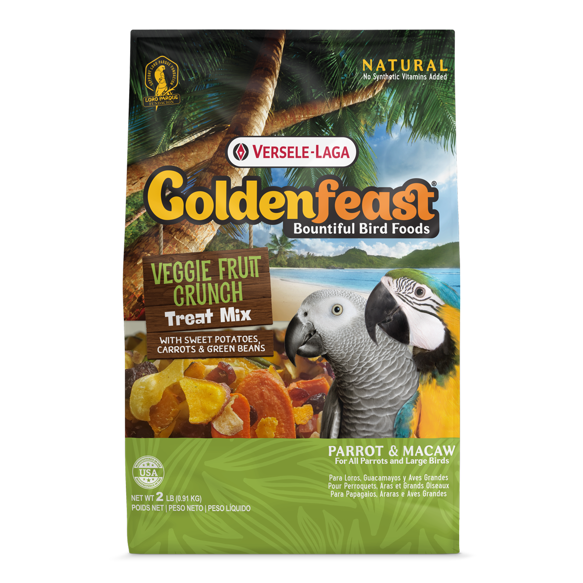 Goldenfeast Veggie Fruit Crunch Treat Mix for Large Birds Hearty Pet