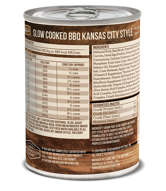 Merrick Grain Free Slow-Cooked BBQ Kansas City Style Chopped Pork Wet Dog Food