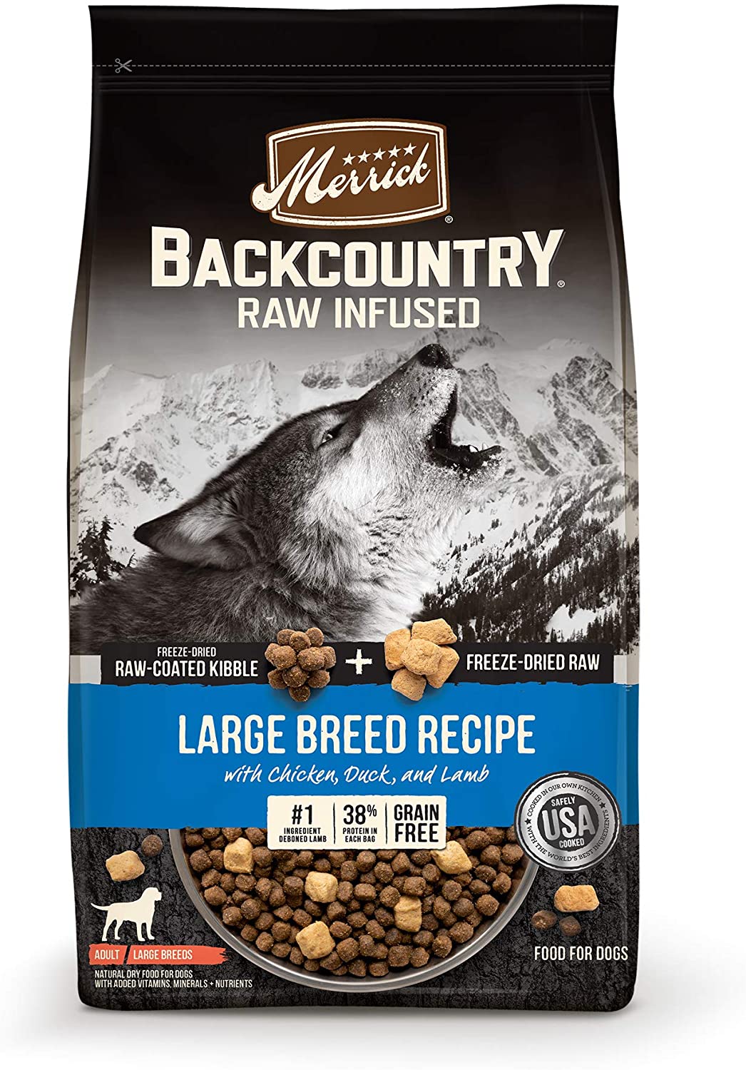 Merrick Grain Free Backcountry Raw Infused Large Breed Recipe Dry