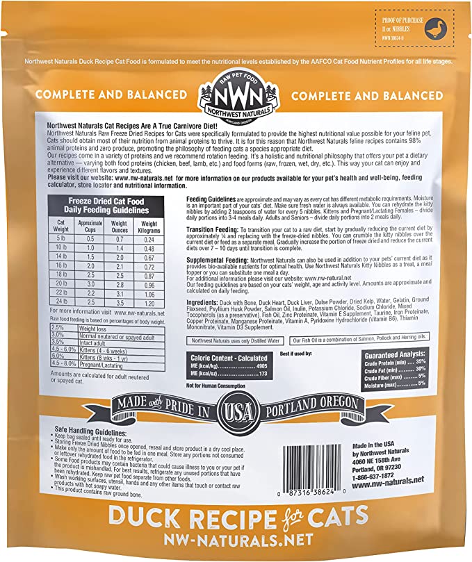 Northwest Naturals Freeze-Dried Duck Recipe for Cats