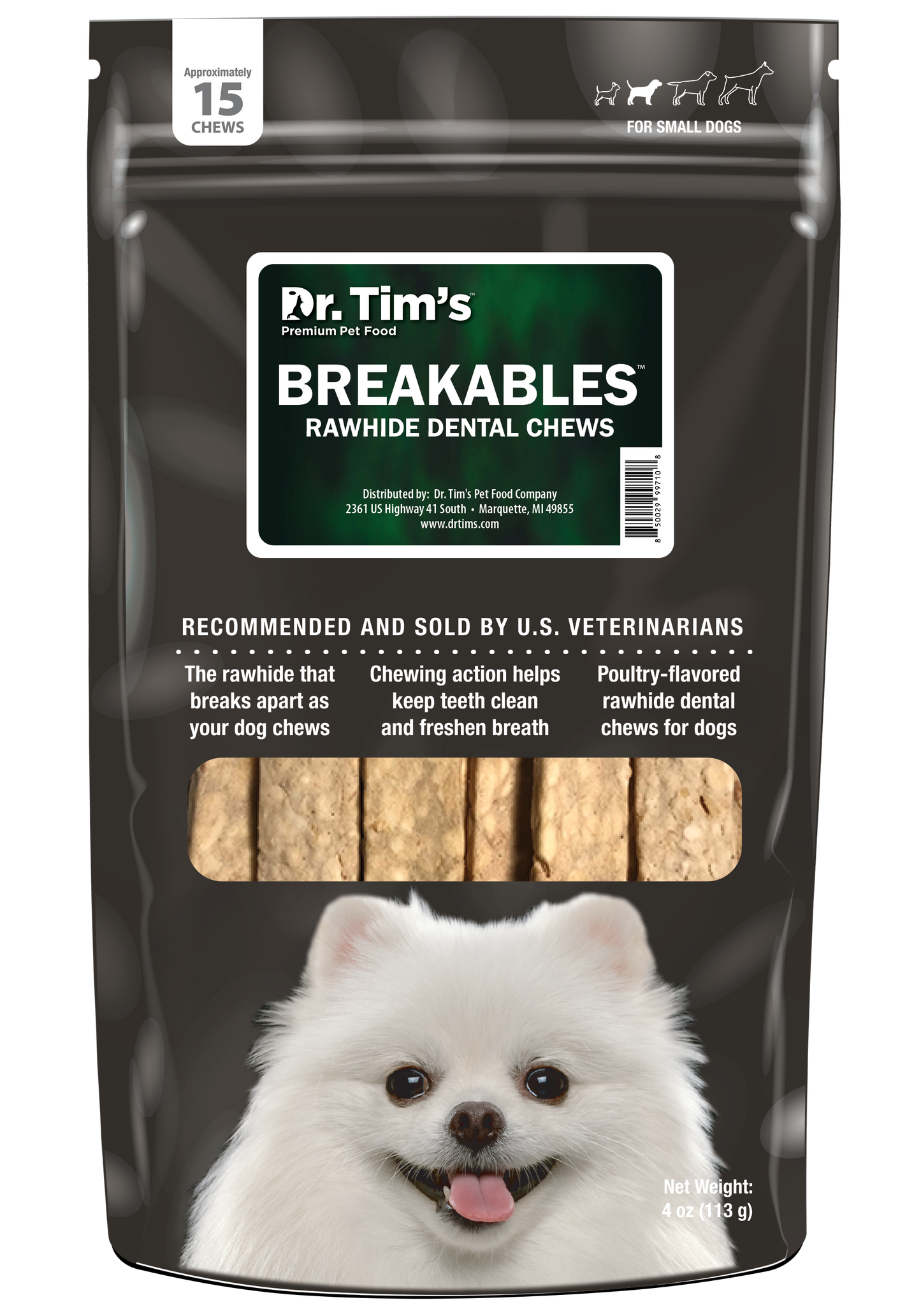 Dr. Tim's Break-A-Bulls Rawhide Dental Chews For Dogs