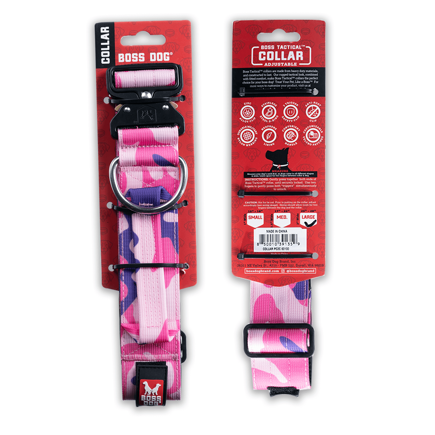 Boss Dog Tactical Pink Camo Collar Hearty Pet