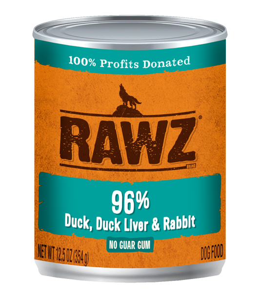 RAWZ 96% Duck, Duck Liver & Rabbit Canned Food for Dogs