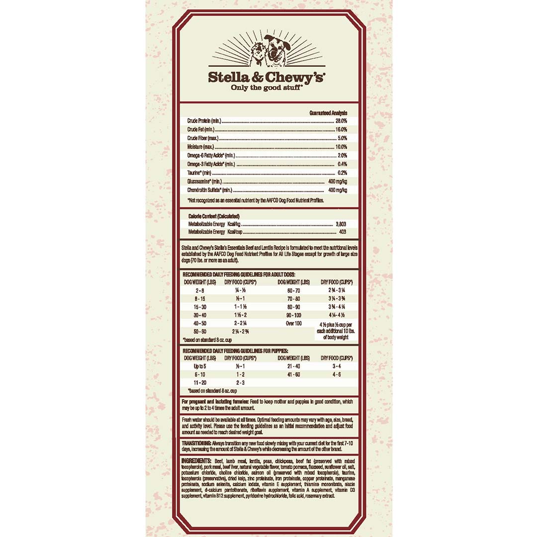 Stella & Chewy's Essentials Grass-Fed Beef & Lentils Recipe Dry Dog Food