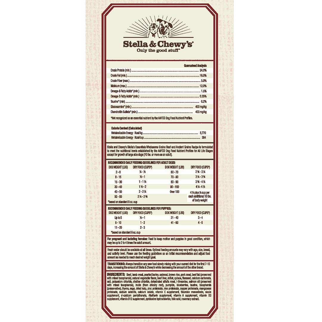 Stella & Chewy's Essentials Grass-Fed Beef & Ancient Grains Recipe Dry Dog Food