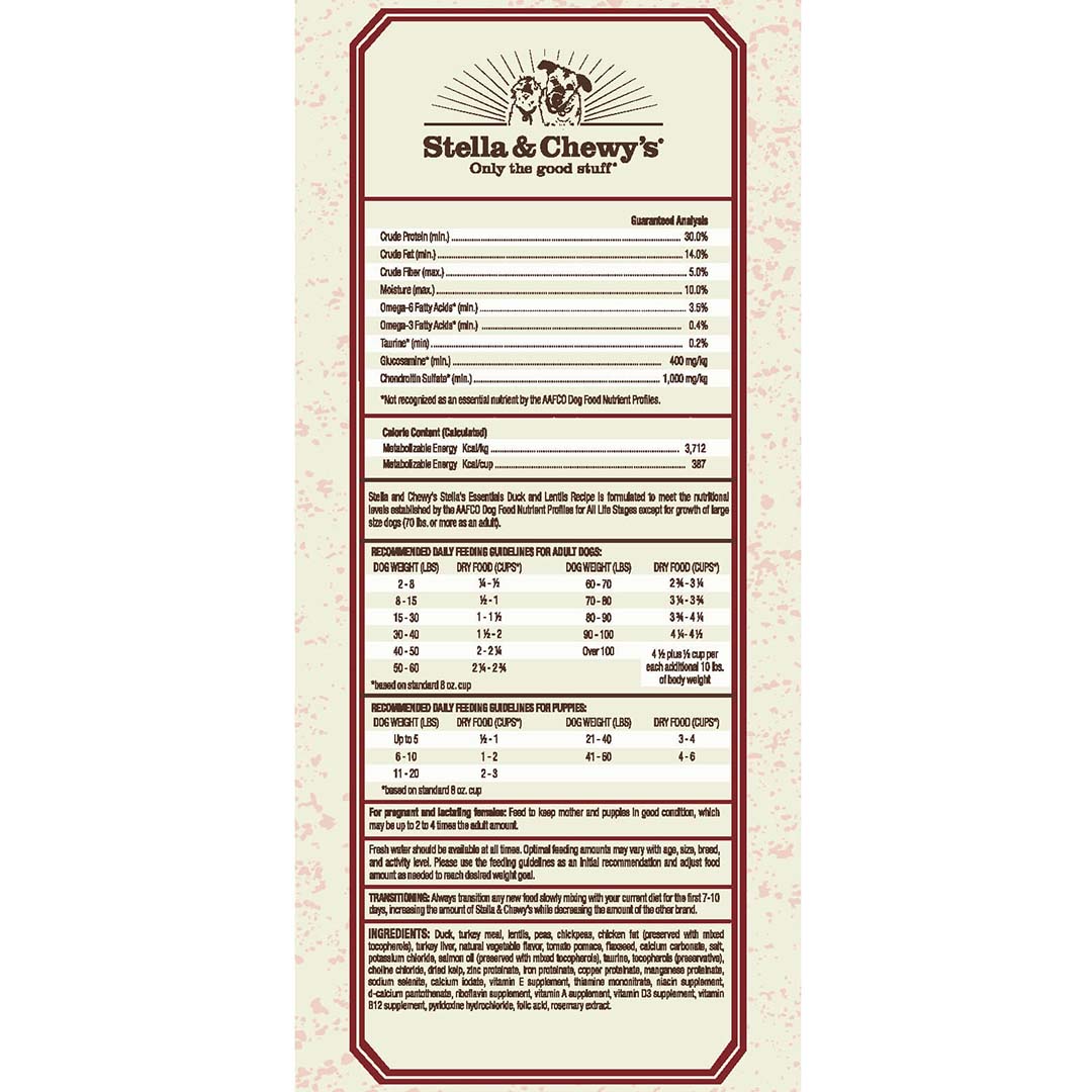 Stella & Chewy's Essentials Cage-Free Duck & Lentils Recipe Dry Dog Food