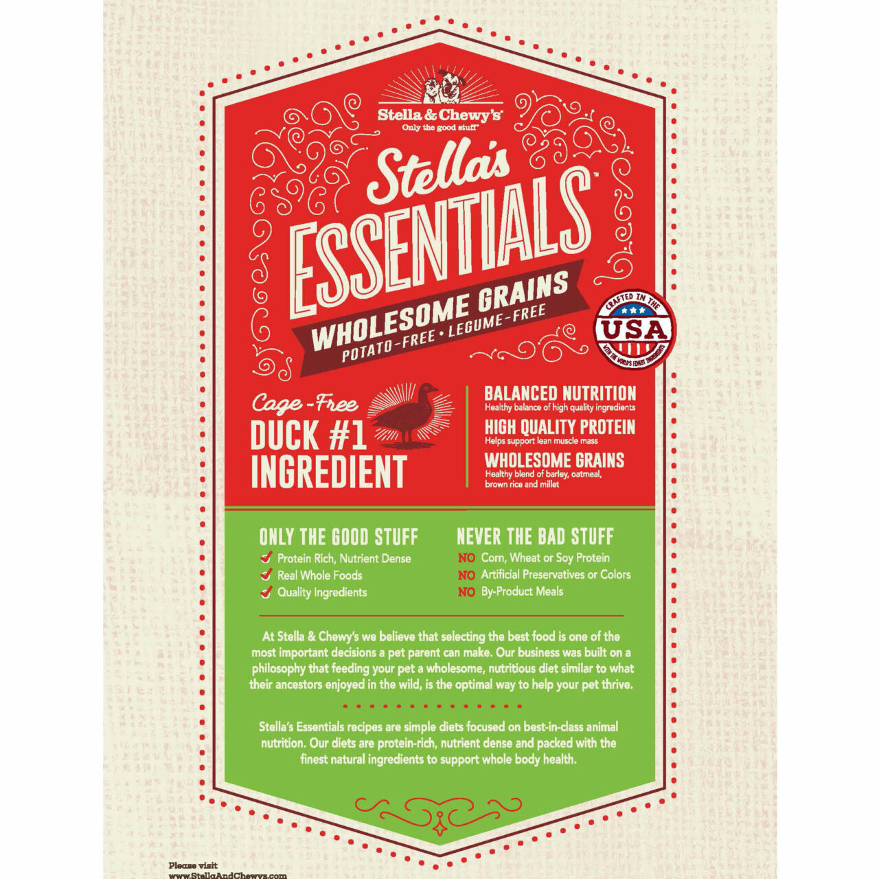 Stella & Chewy's Essentials Cage-Free Duck & Ancient Grains Dry Dog Food
