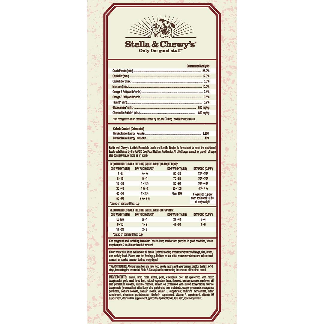 Stella & Chewy's Essentials Grass-Fed Lamb & Lentils Recipe Dry Dog Food