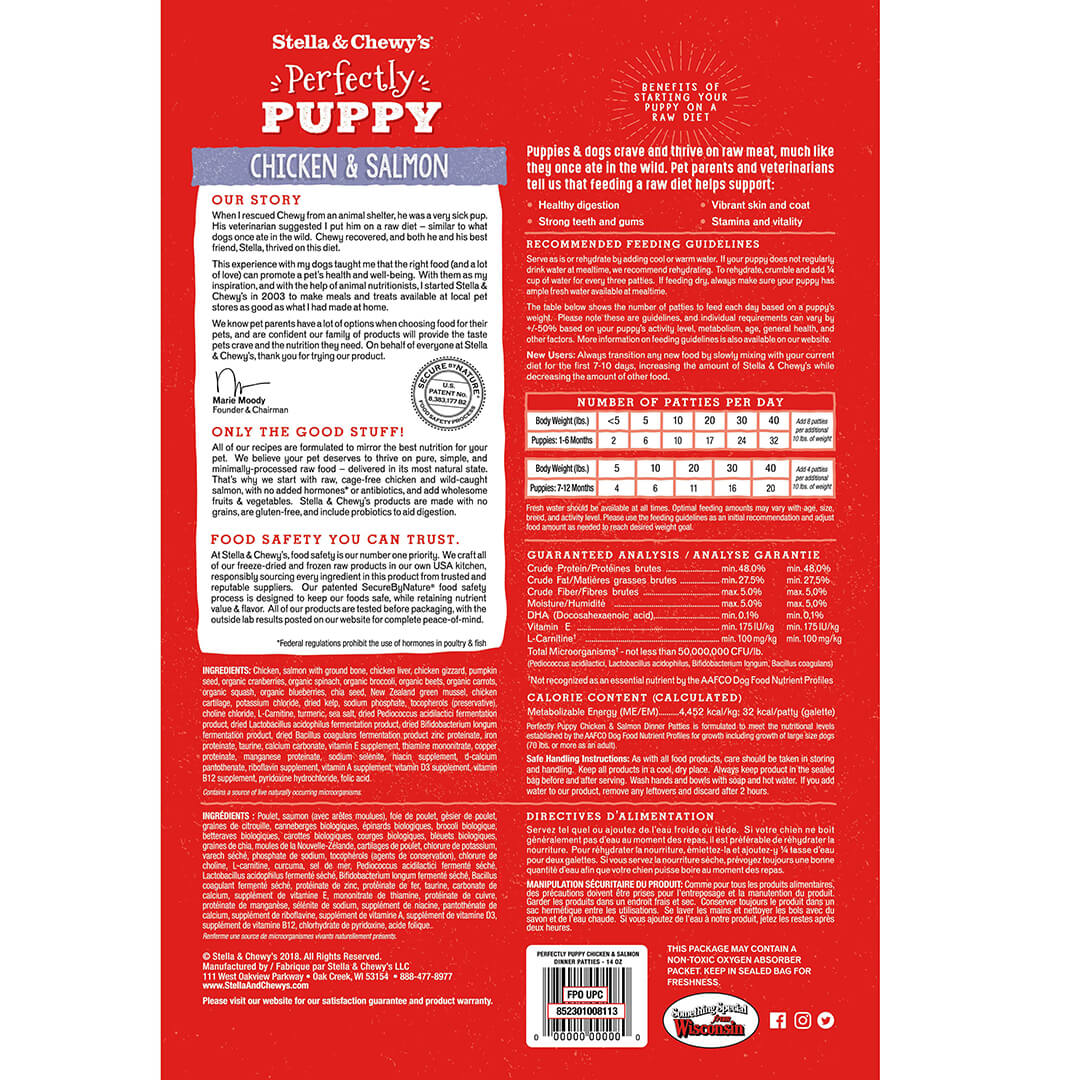 Stella & Chewy's Freeze-Dried Perfectly Puppy Chicken & Salmon Dinner Patties For Dogs