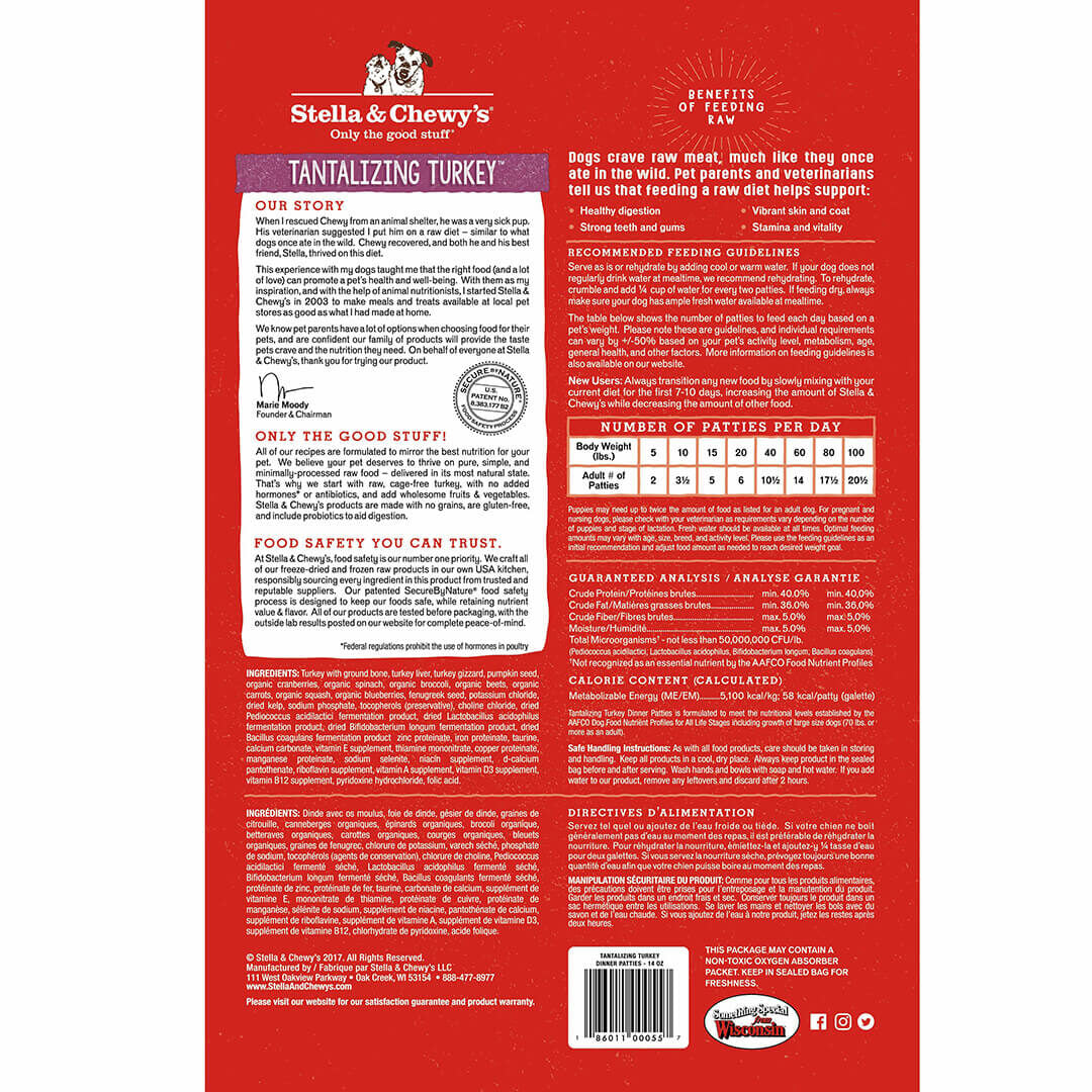 Stella & Chewy's Freeze-Dried Tantalizing Turkey Dinner Patties for Dogs