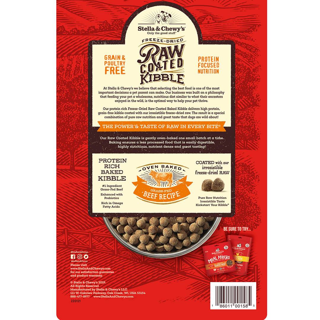Stella & Chewy's Raw Coated Grass-Fed Beef Recipe Dog Kibble