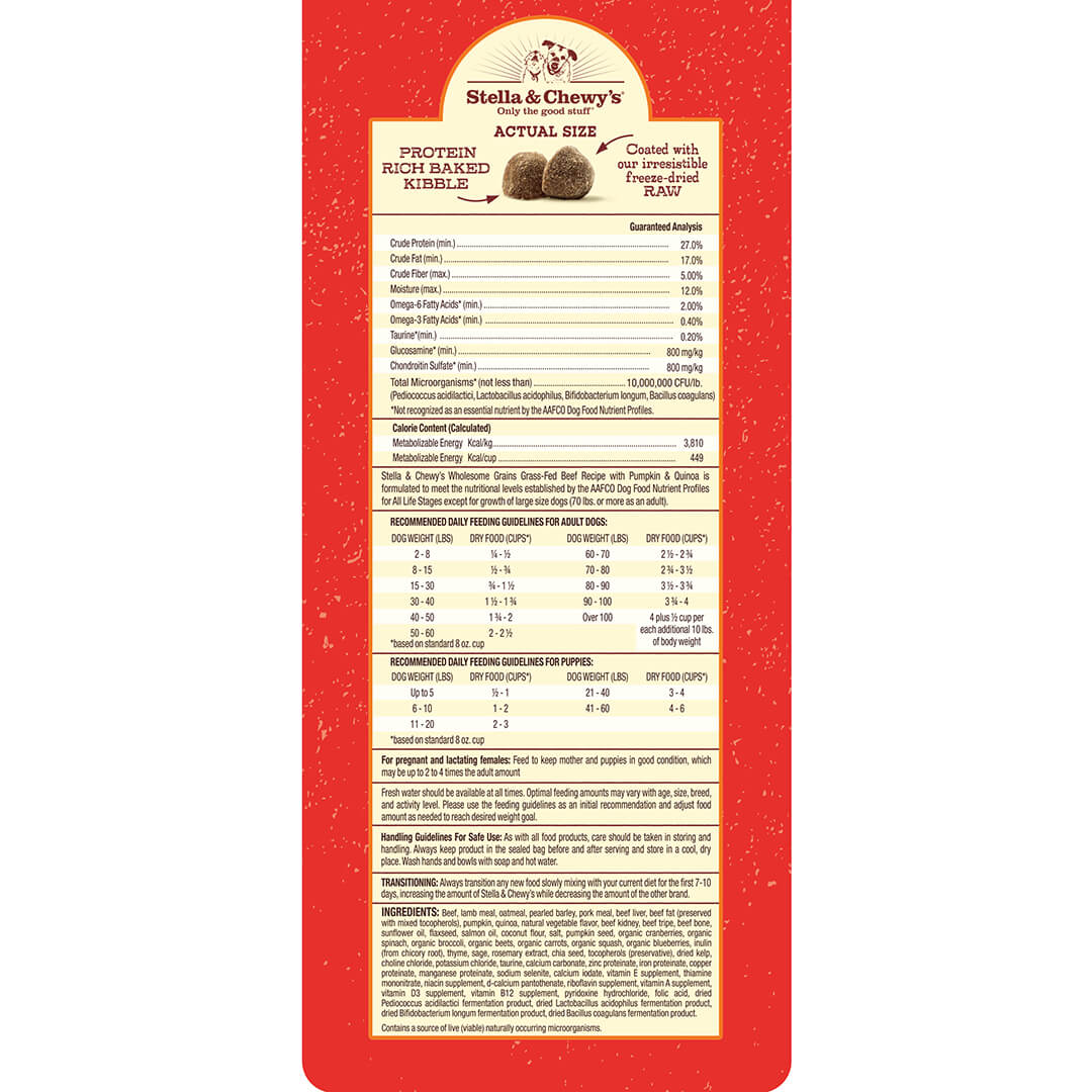 Stella & Chewy's Raw Coated Beef Recipe with Wholesome Grains Dry Dog Food