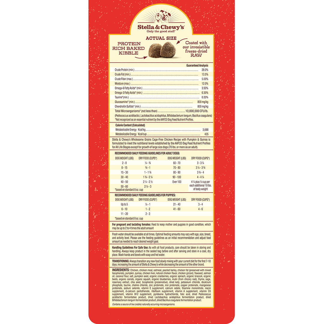 Stella & Chewy's Raw Coated Chicken Recipe with Wholesome Grains Dry Dog Food