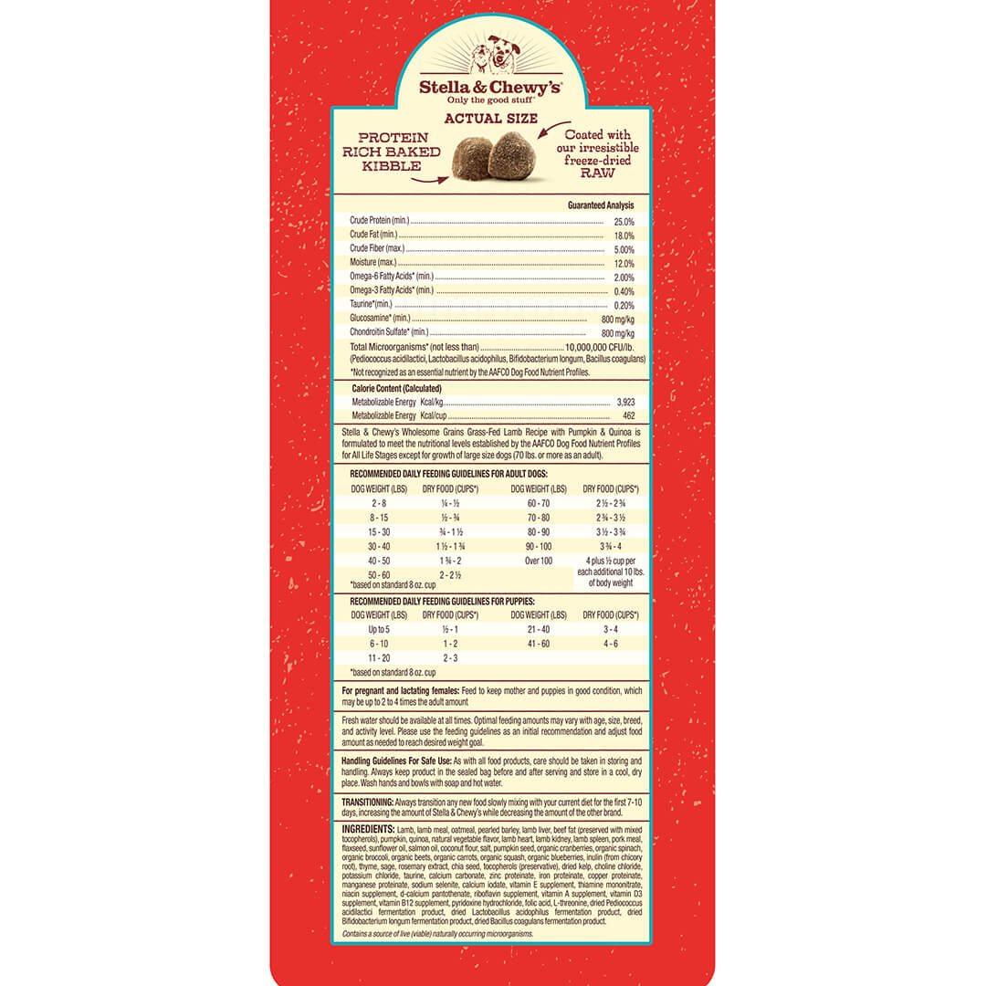 Stella & Chewy's Raw Coated Lamb Recipe with Wholesome Grains Dry Dog Food