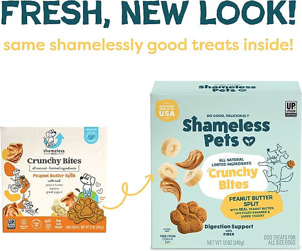 Shameless Pets Peanut Butter Split Crunchy Bites for Dogs