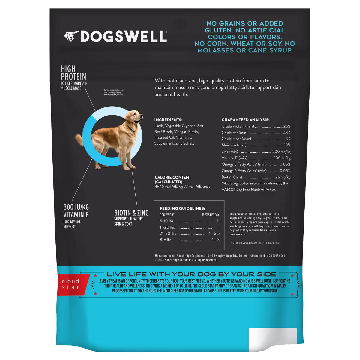 Dogswell Skin & Coat Jerky Grain Free Lamb