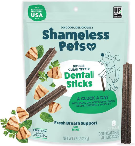 Shameless Pets A Cluck A Day Pre/Probiotic Dental Sticks for Dogs