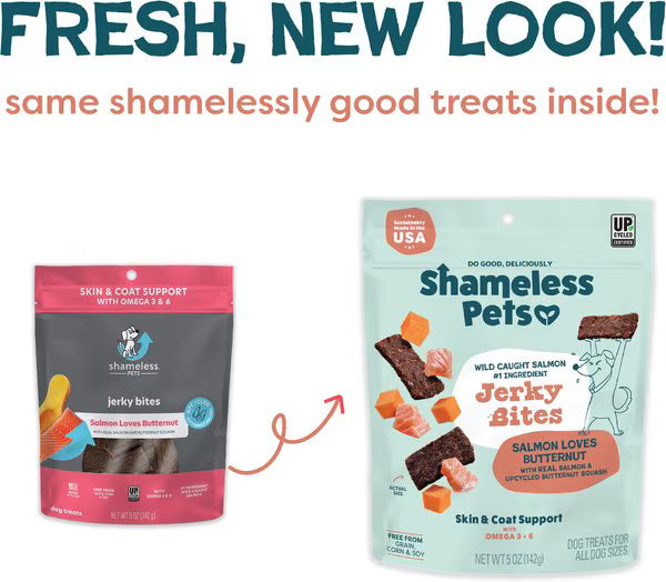 Shameless Pets Salmon Loves Butternut Jerky Bites for Dogs