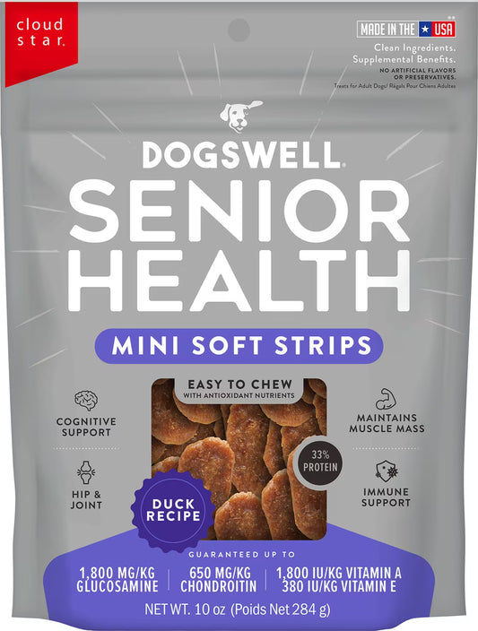 Dogswell Lifestage Senior Treats Jerky Soft Strip Duck