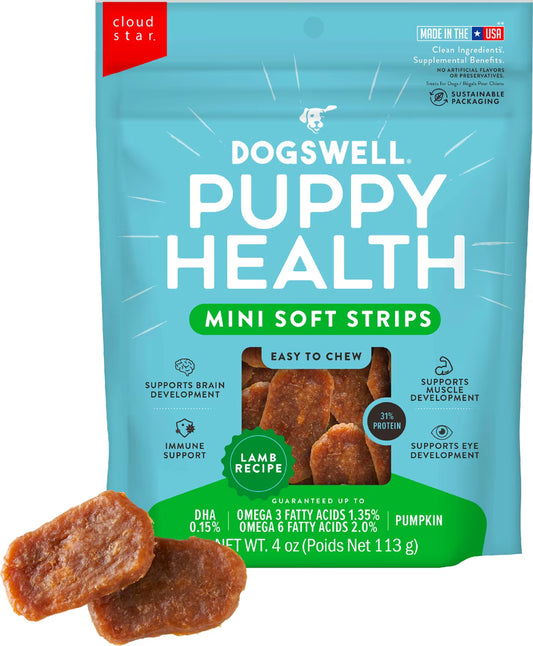 Dogswell Lifestage Puppy Treats Mini Soft Strips Lamb