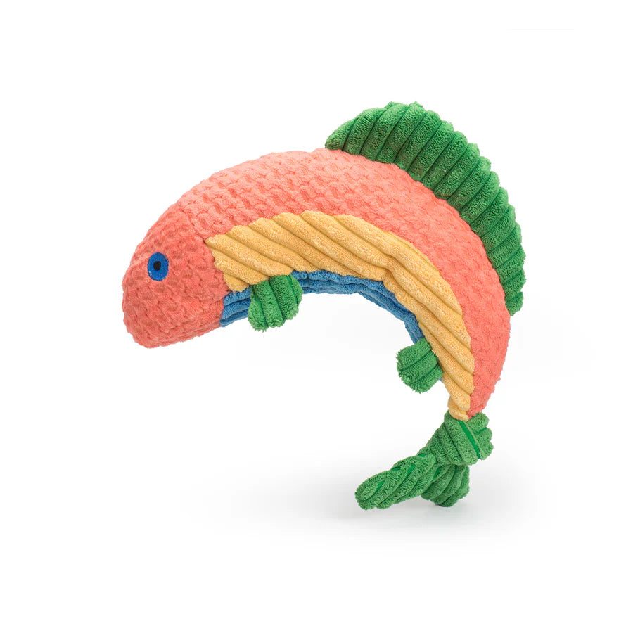 HuggleHounds Raucous Rainbow Trout Knottie Dog Toy