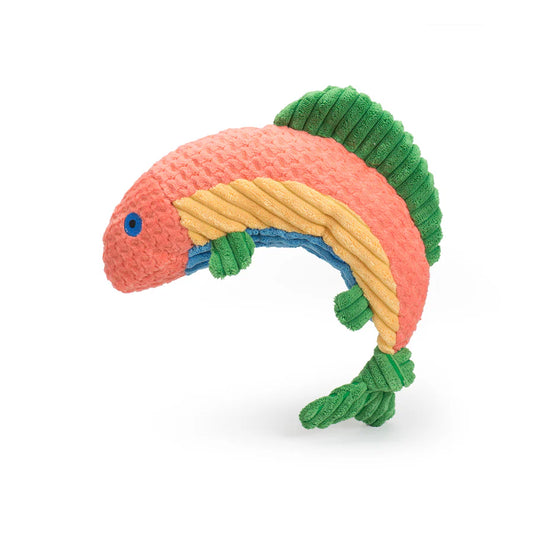 HuggleHounds Raucous Rainbow Trout Knottie Dog Toy