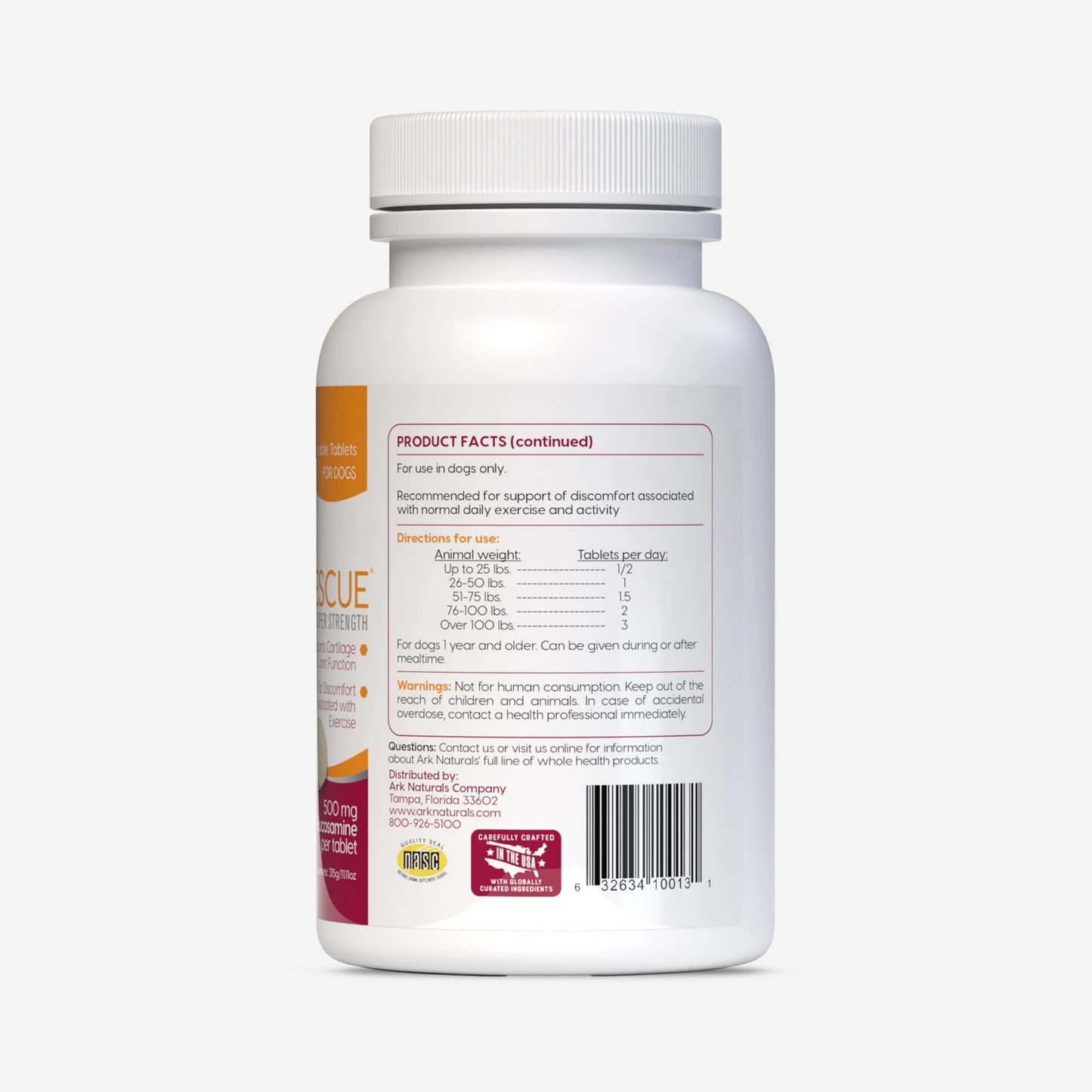 Ark Naturals Joint Rescue 500mg Glucosamine Super Strength Chewable for Dogs and Cats