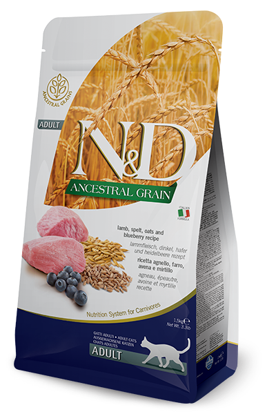 Farmina Natural & Delicious Ancestral Grain Lamb and Blueberry Adult Cat Food