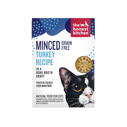 The Honest Kitchen Cat Minced Turkey Recipe in Bone Broth Gravy