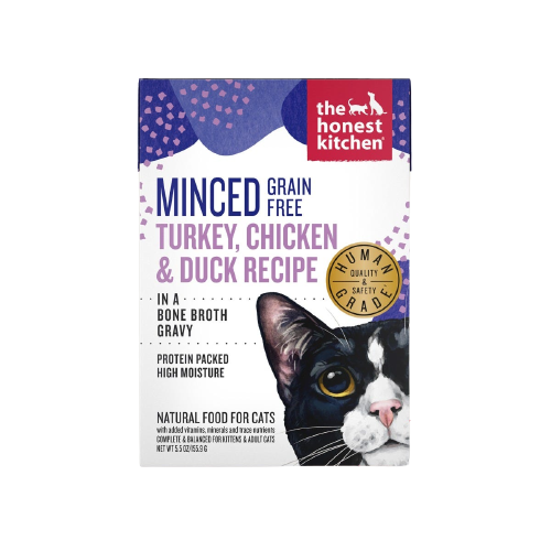 The Honest Kitchen Cat Minced Turkey, Chicken & Duck Recipe in Bone Broth Gravy
