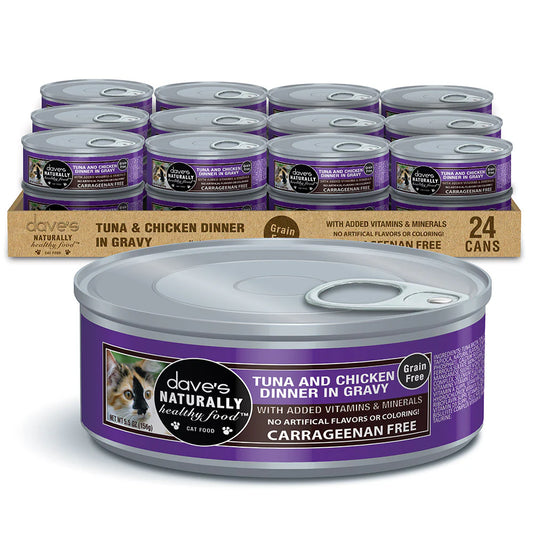 Dave’s Naturally Healthy Grain Free Cat Food Tuna & Chicken Dinner in Gravy