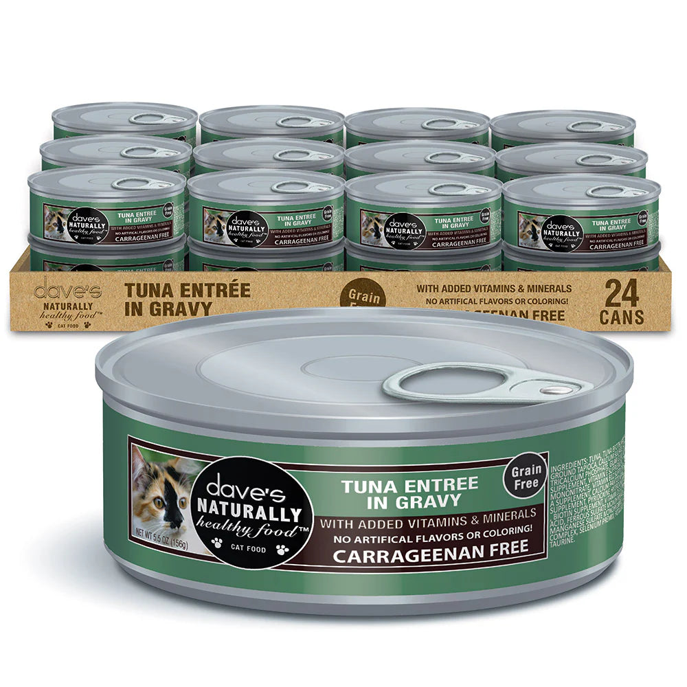 Dave’s Naturally Healthy Grain Free Canned Cat Food Tuna Entrée in Gravy